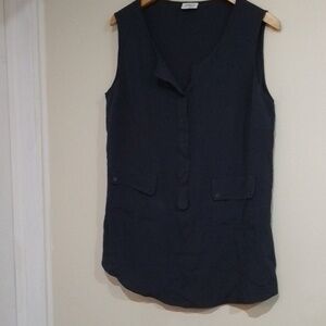 Final Price A2 Akris Punto 12 charcoal grey button front tunic with pockets